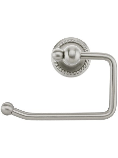 Brass Swinging Toilet-Paper Holder with Rope Rosette in Satin Nickel.